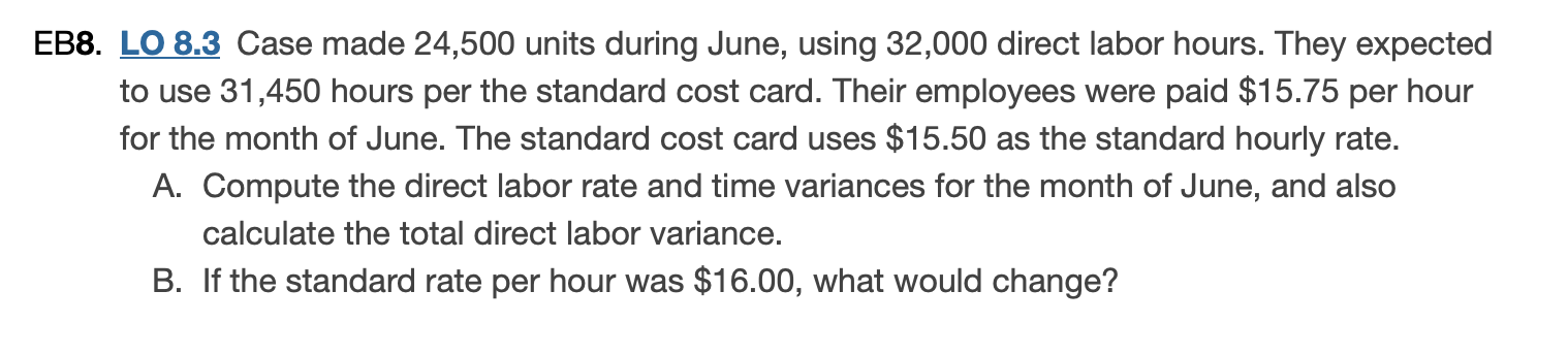 EB 8 . LO 8 . 3 Case made 2 4 , 5 0 0 units
