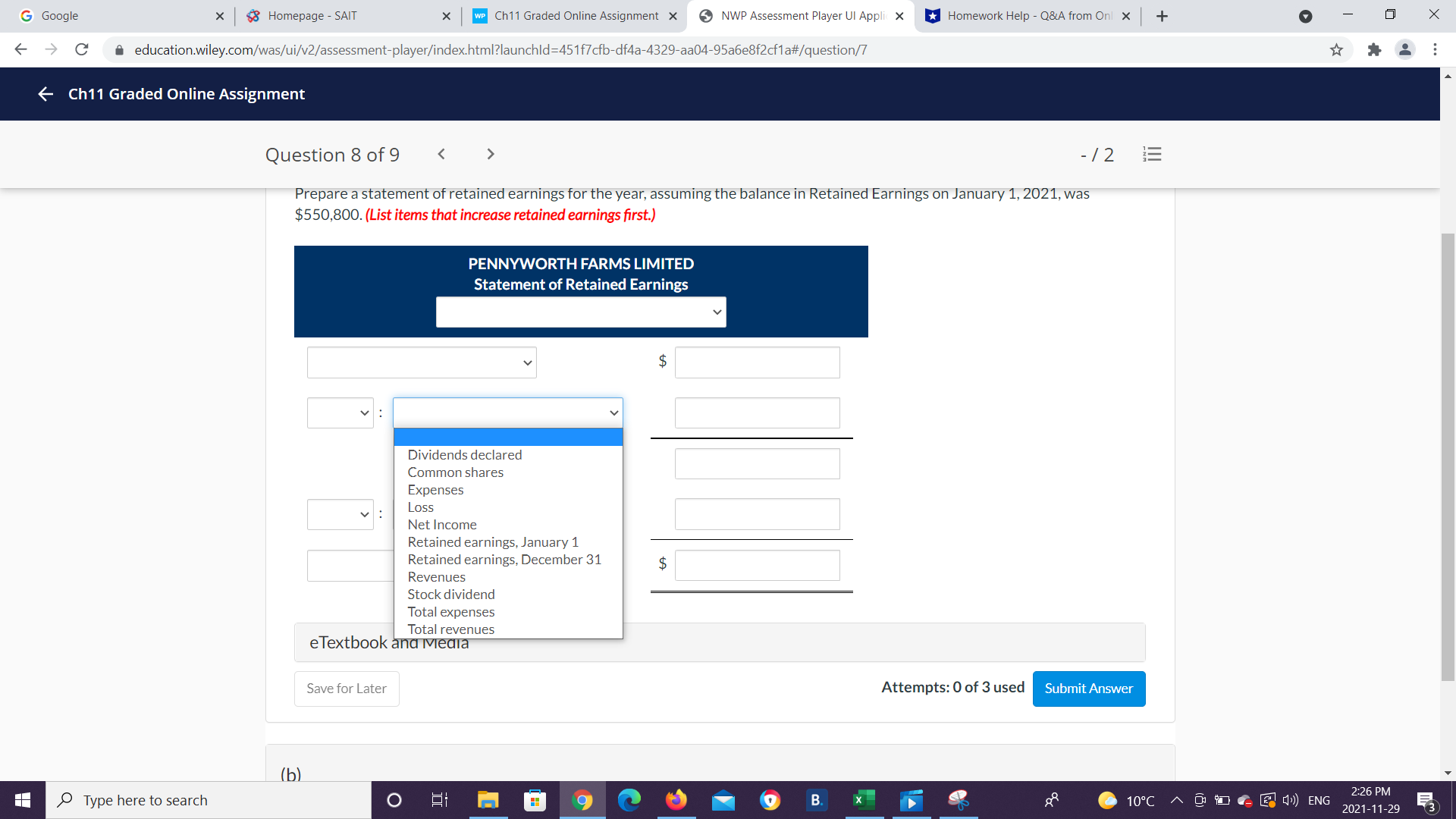 Current Attempt in Progress For the year ended