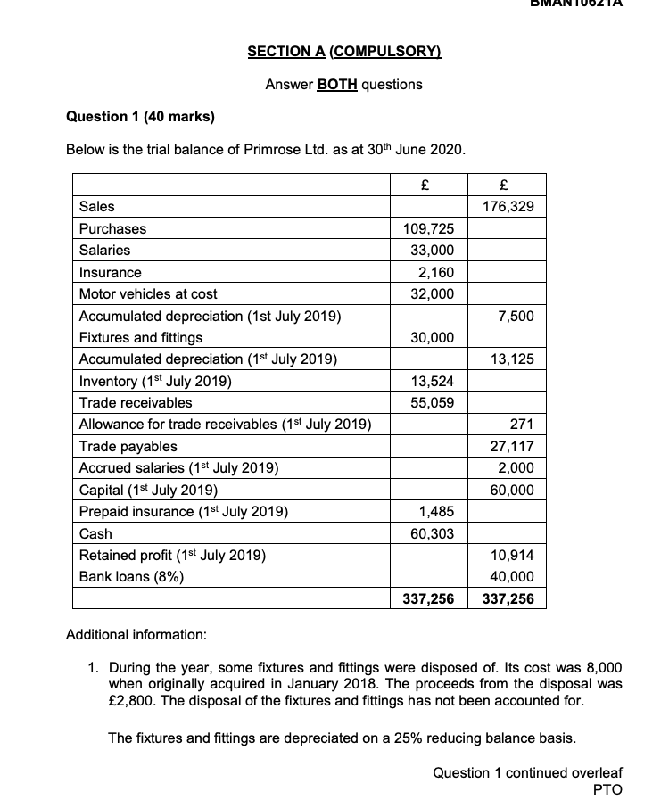 SECTION A (COMPULSORY) Answer BOTH questions