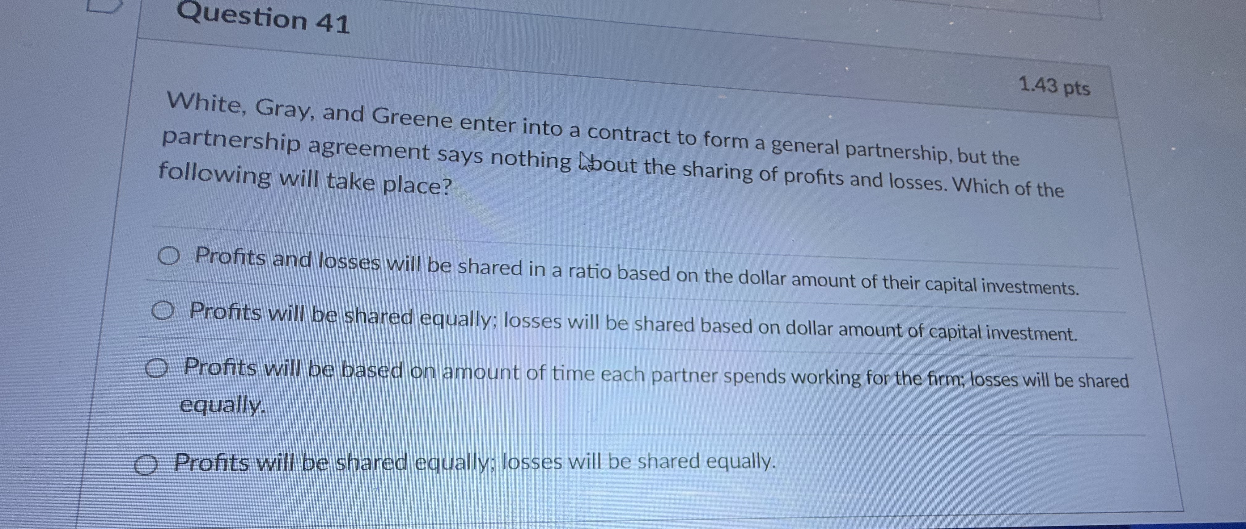 Question 4 1 1 . 4 3 pts White, Gray, and Greene