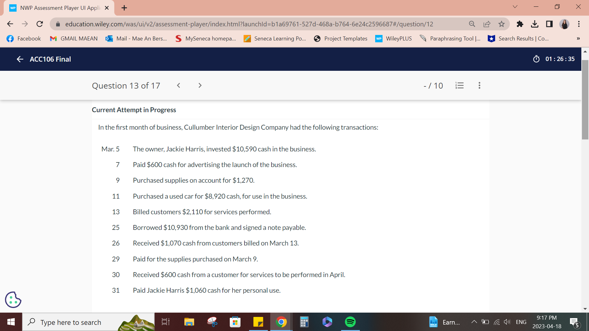 WP NWP Assessment Player UI Appli X + V X C