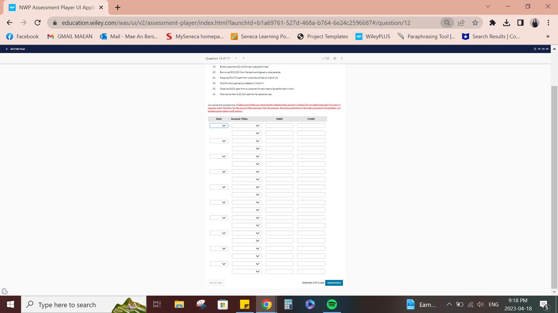WP NWP Assessment Player UI Appli X + V X C