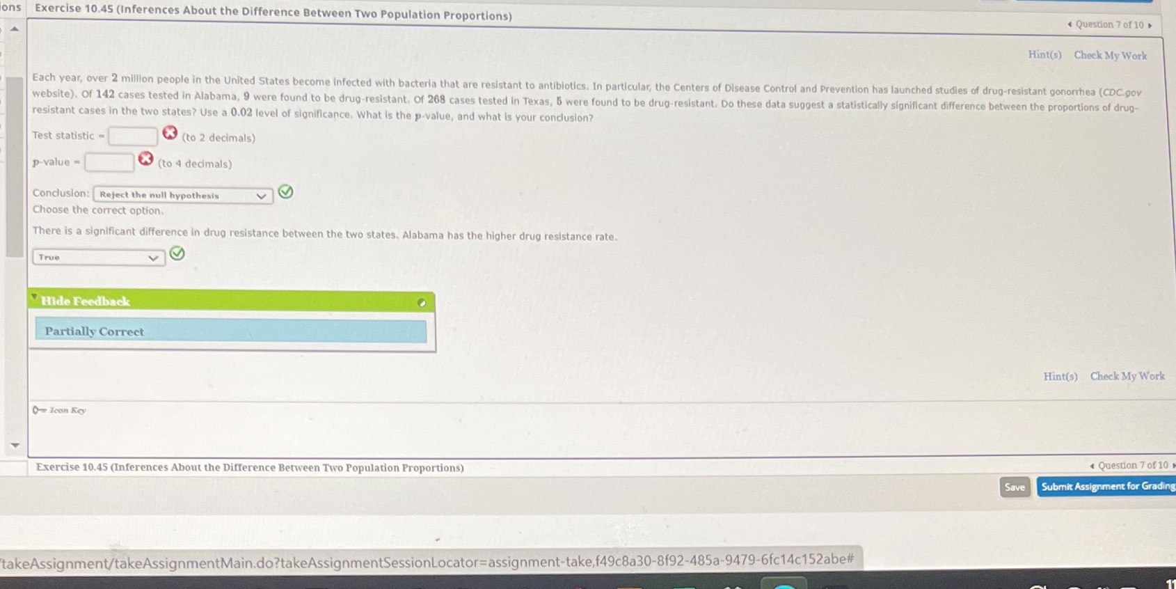 ons Exercise 10.45 (Inferences About the