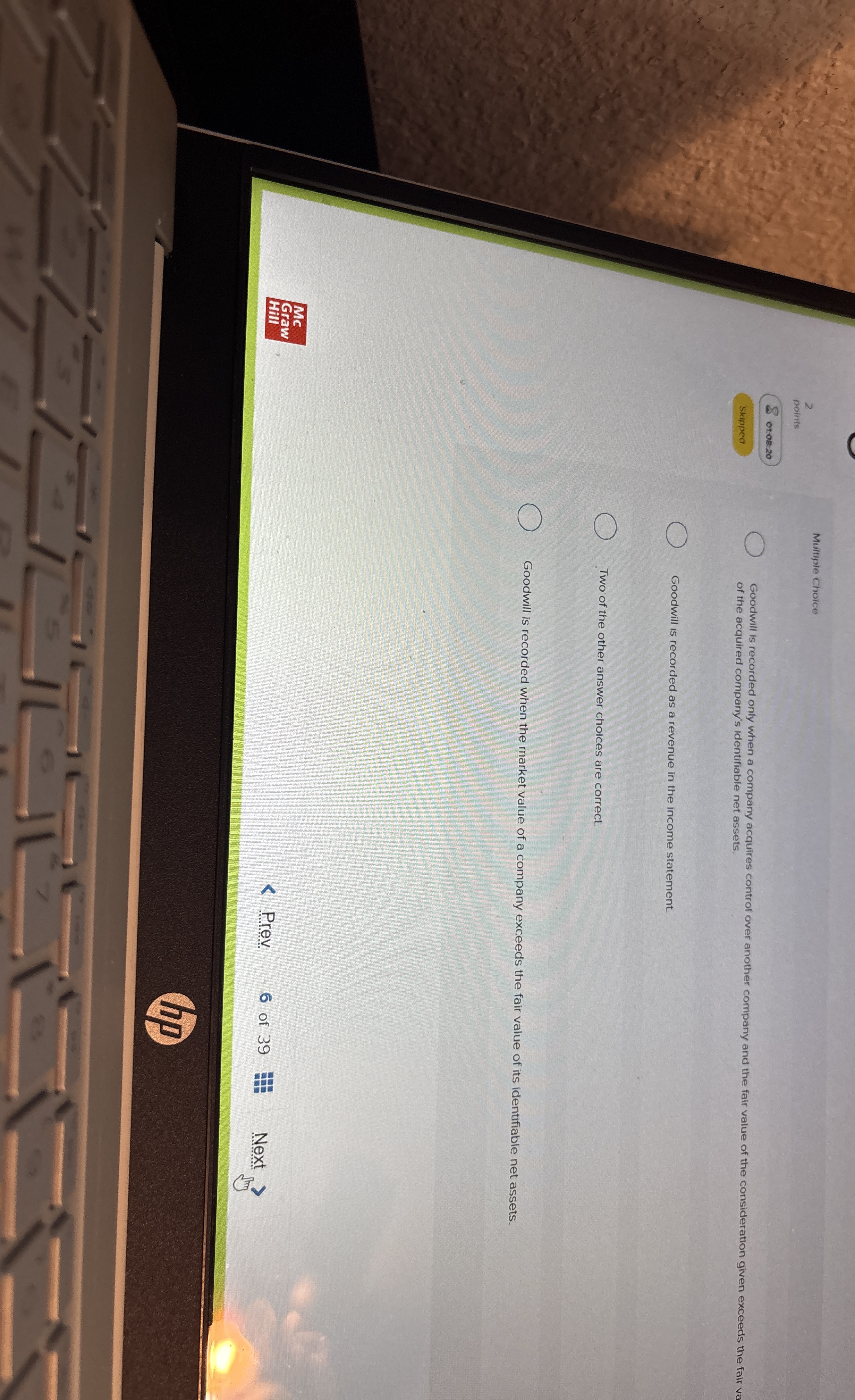 2 8 0 tor: 2 0 Mutiple choice Goodwill is