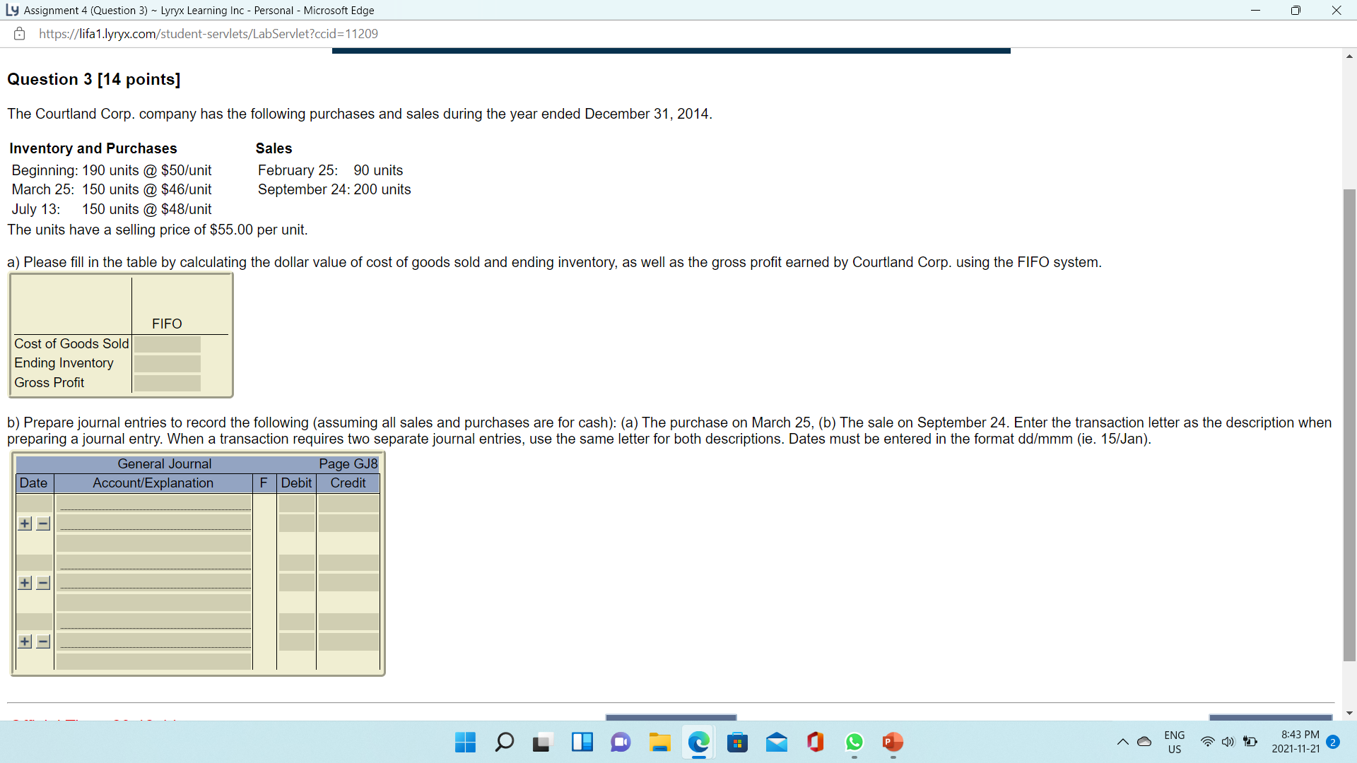 Ly Assignment 4 (Question 3) ~ Lyryx Learning Inc