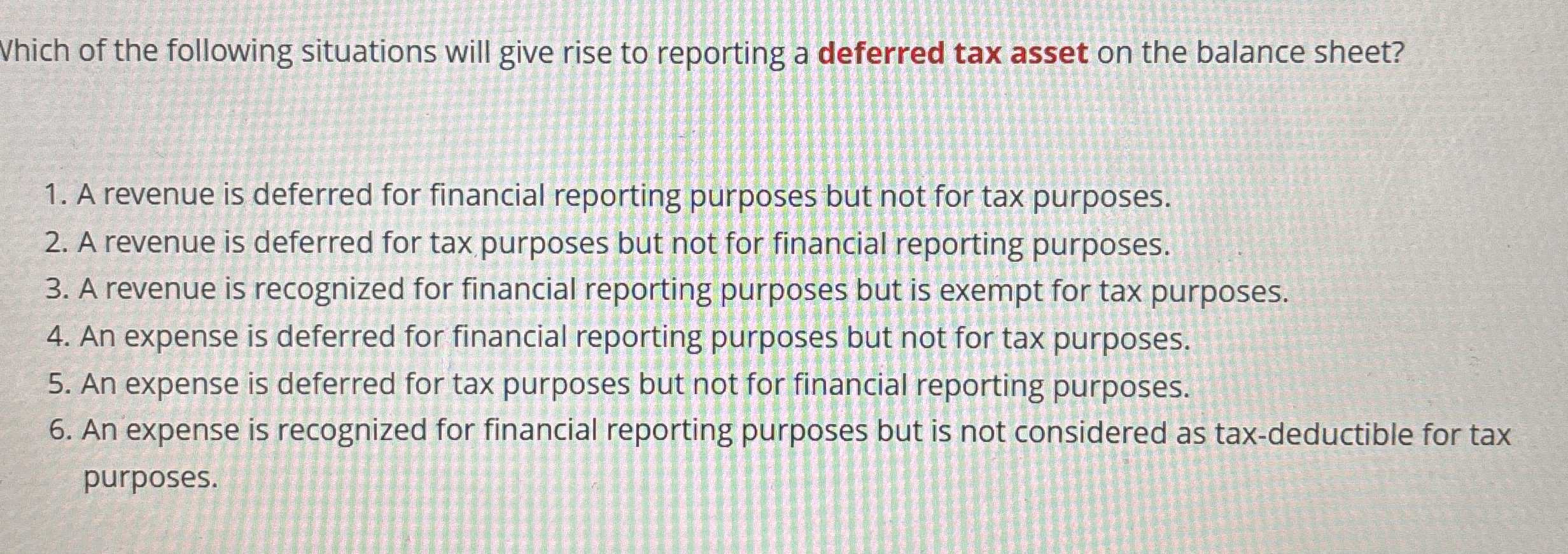 Vhich of the following situations will give rise