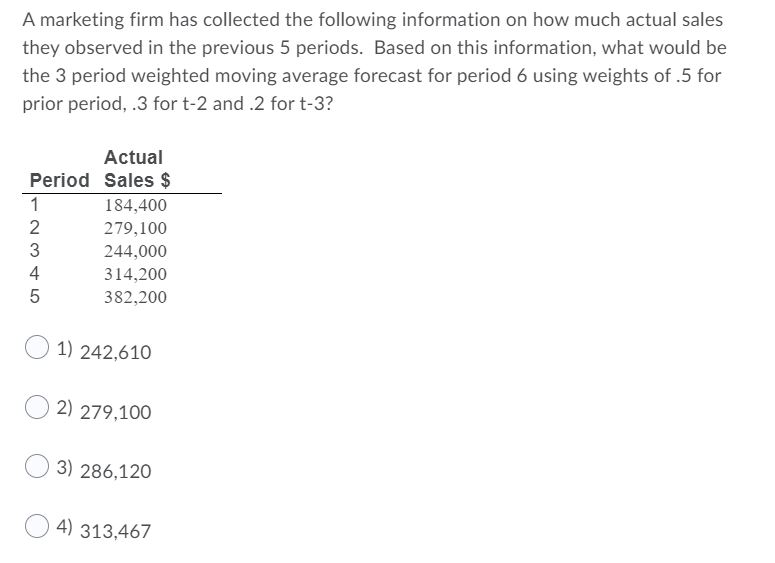 A marketing firm has collected the following