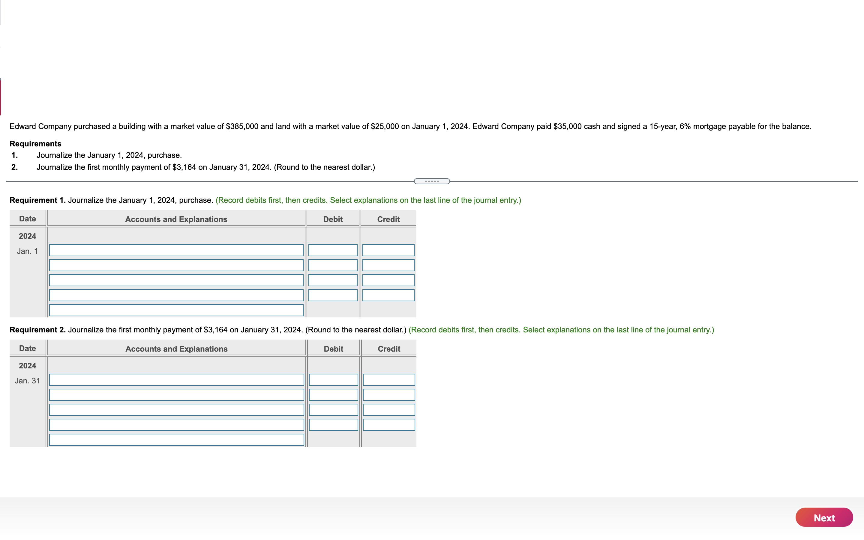 Edward Company purchased a building with a market