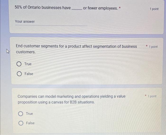 7 50% of Ontario businesses have or fewer