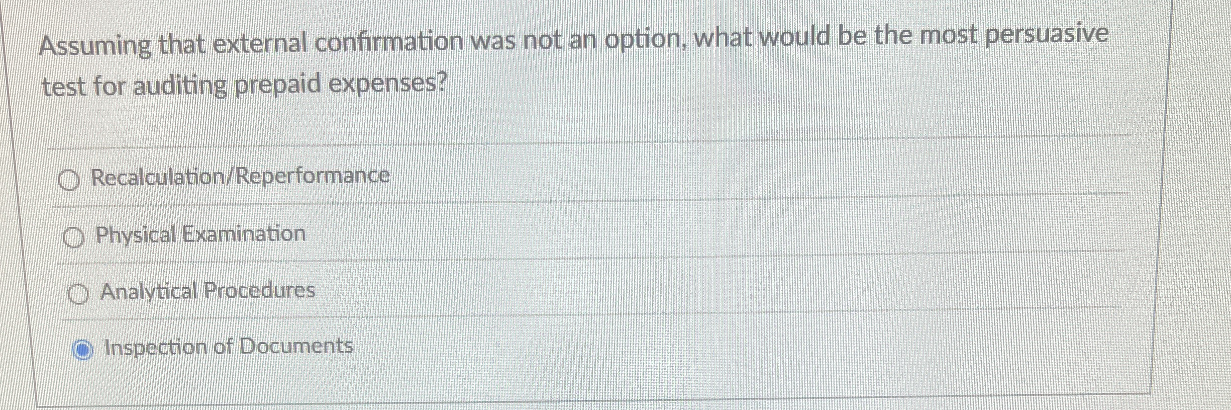 Assuming that external confirmation was not an