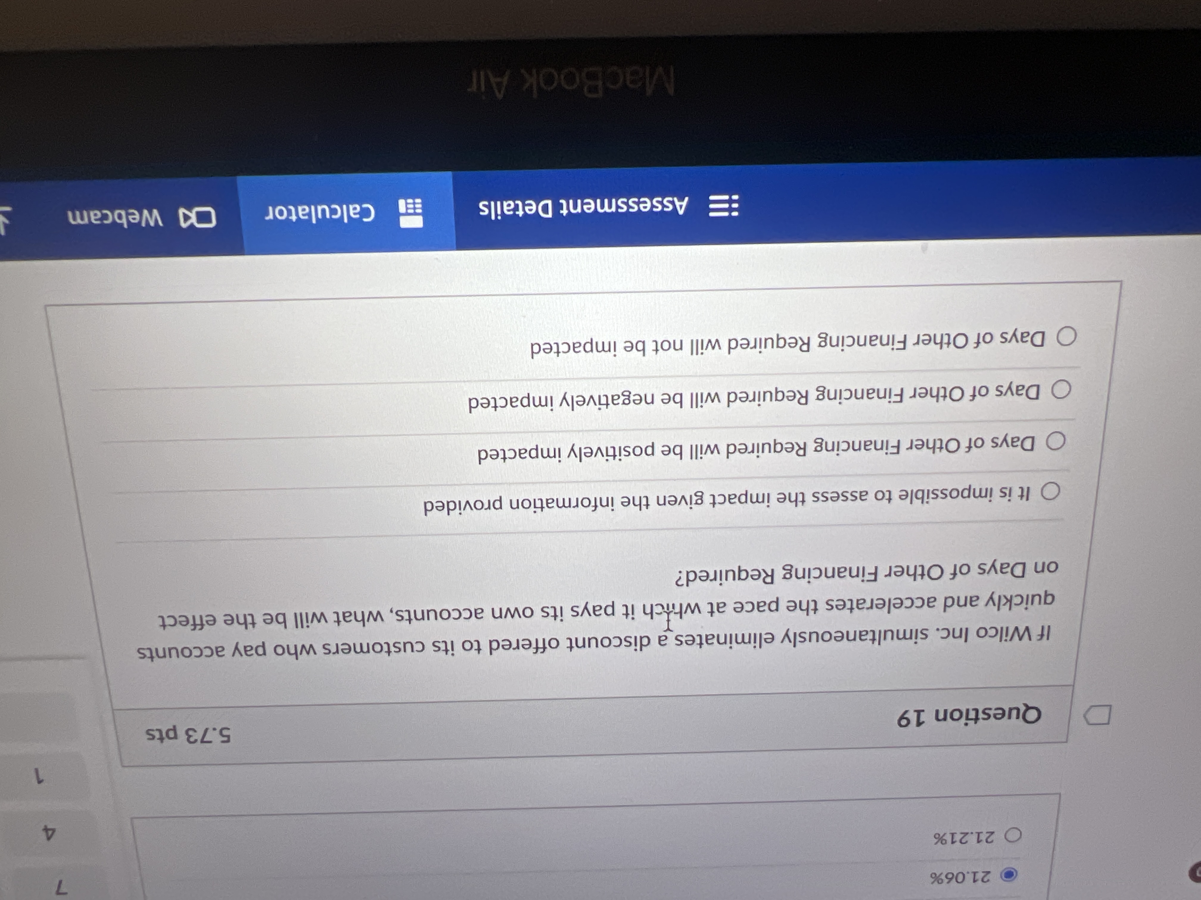 2 1 . 0 6 \ % 2 1 . 2 1 \ % Question 1 9 If Wilco