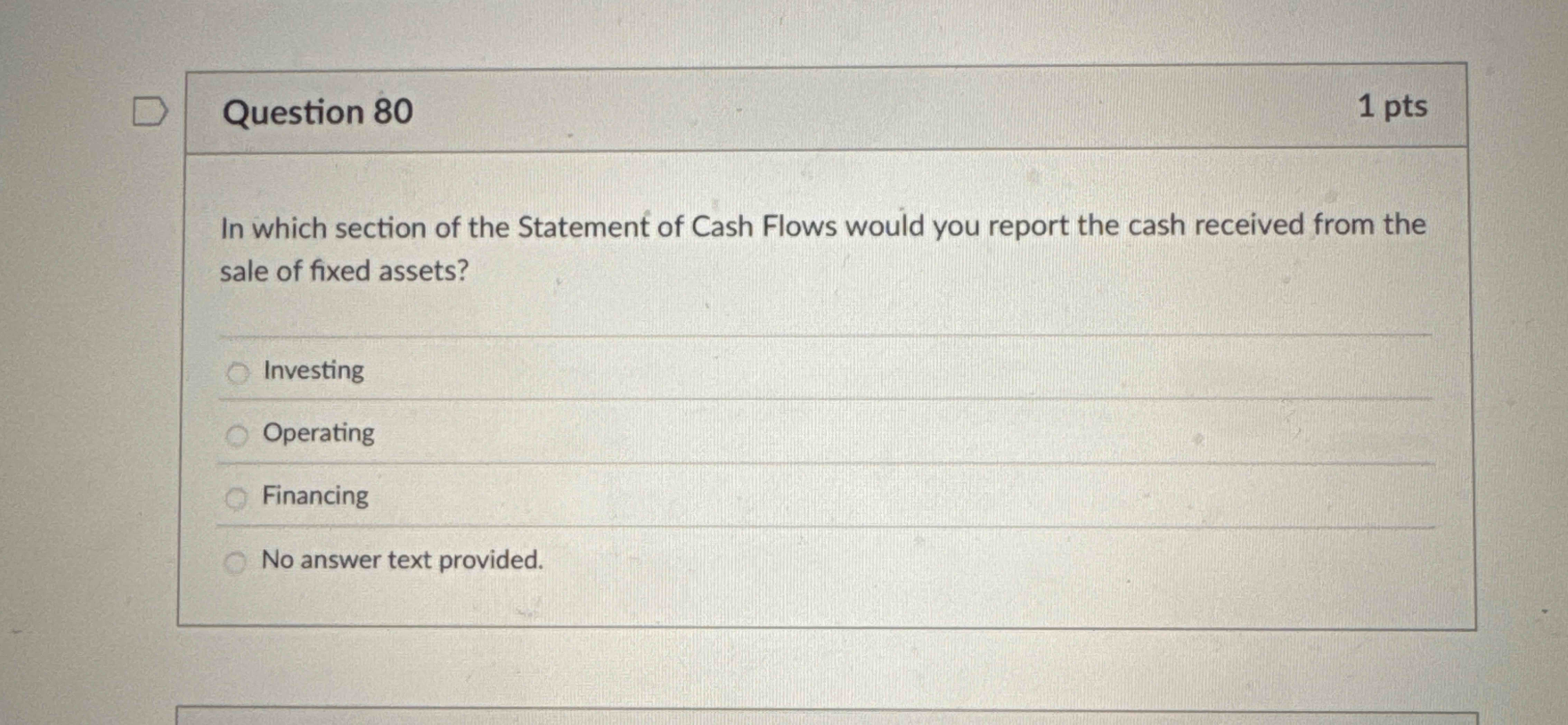 Question 8 0 In which section of the Statement of