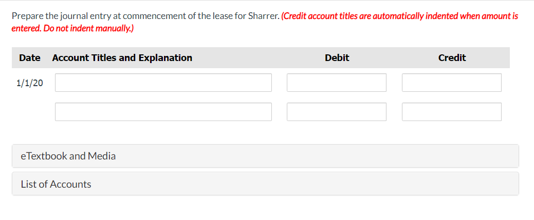 Prepare the journal entry at commencement of the