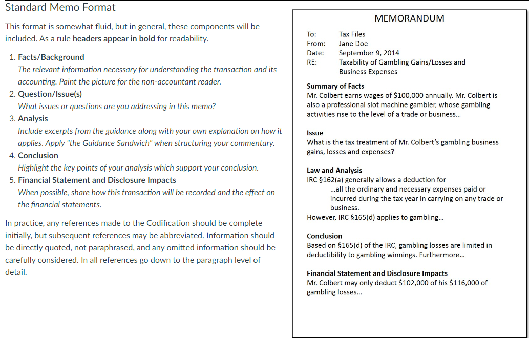 Standard Memo Format This format is somewhat