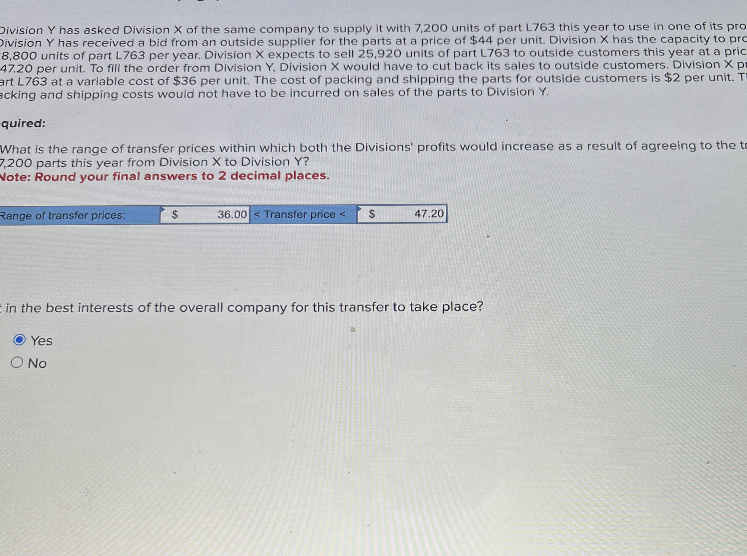 Jivision Y has asked Division x of the same