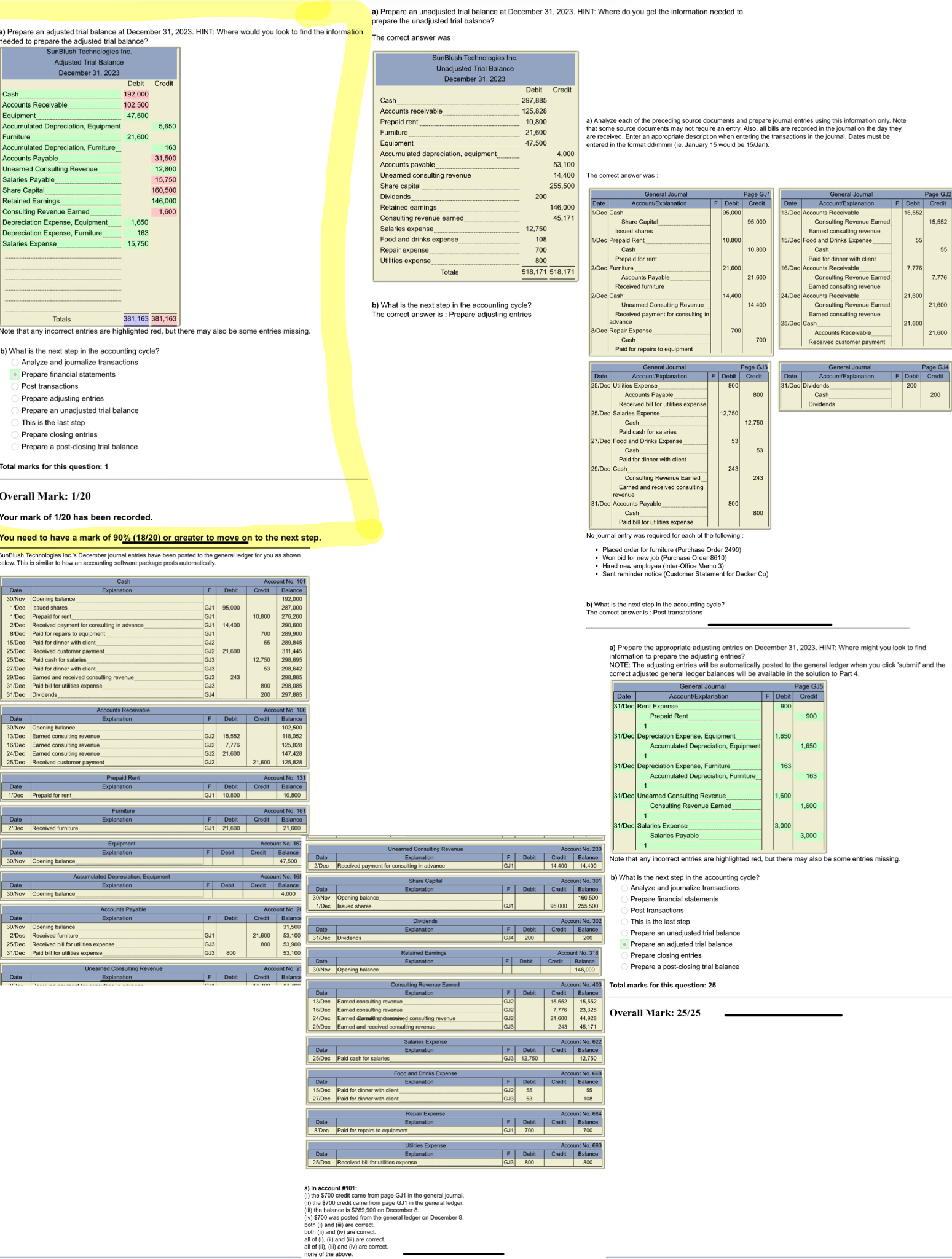 Please answer part A ) prepare adjusted trial