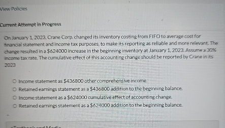 View Policies Current Attempt in Progress On