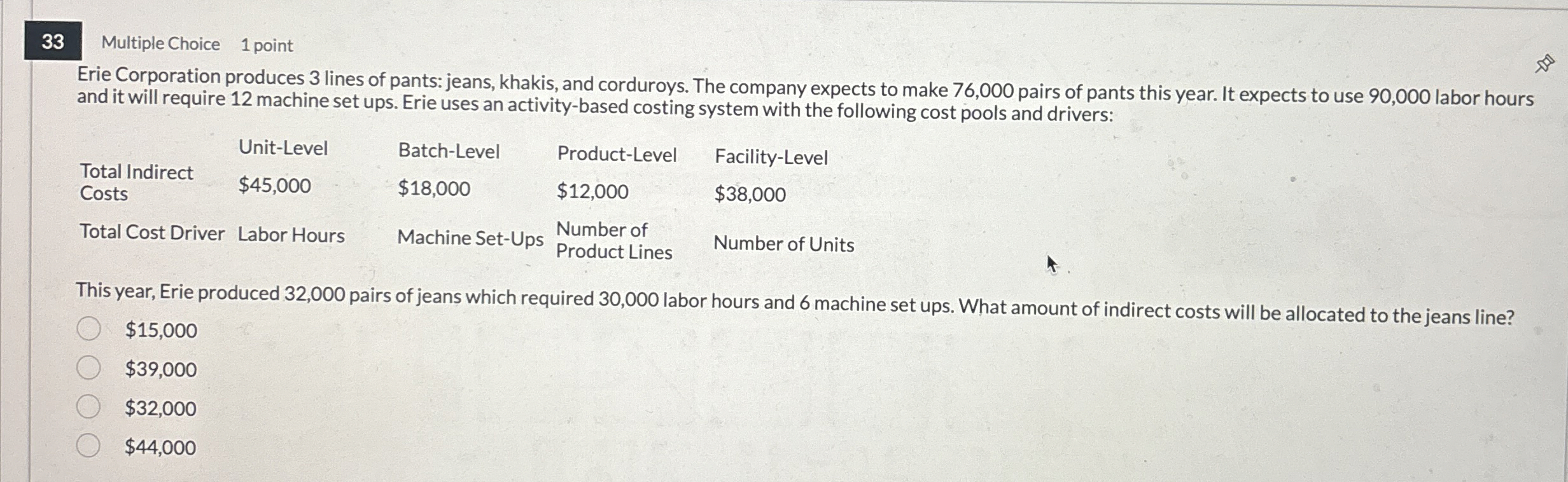 3 3 Multiple Choice 1 point Erie Corporation