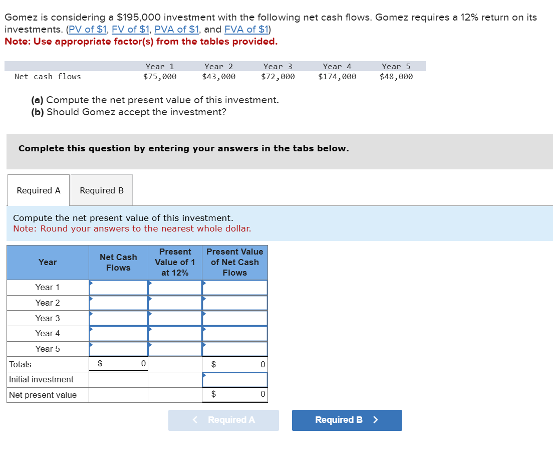 Gomez is considering a $ 1 9 5 , 0 0 0 investment
