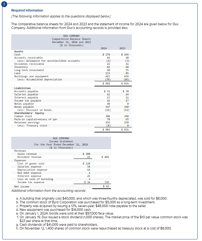 Required information Skip t o question [ T h e