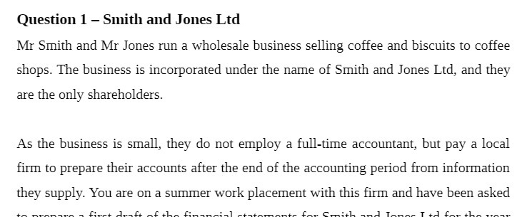 Question 1 - Smith and Jones Ltd Mr Smith and Mr