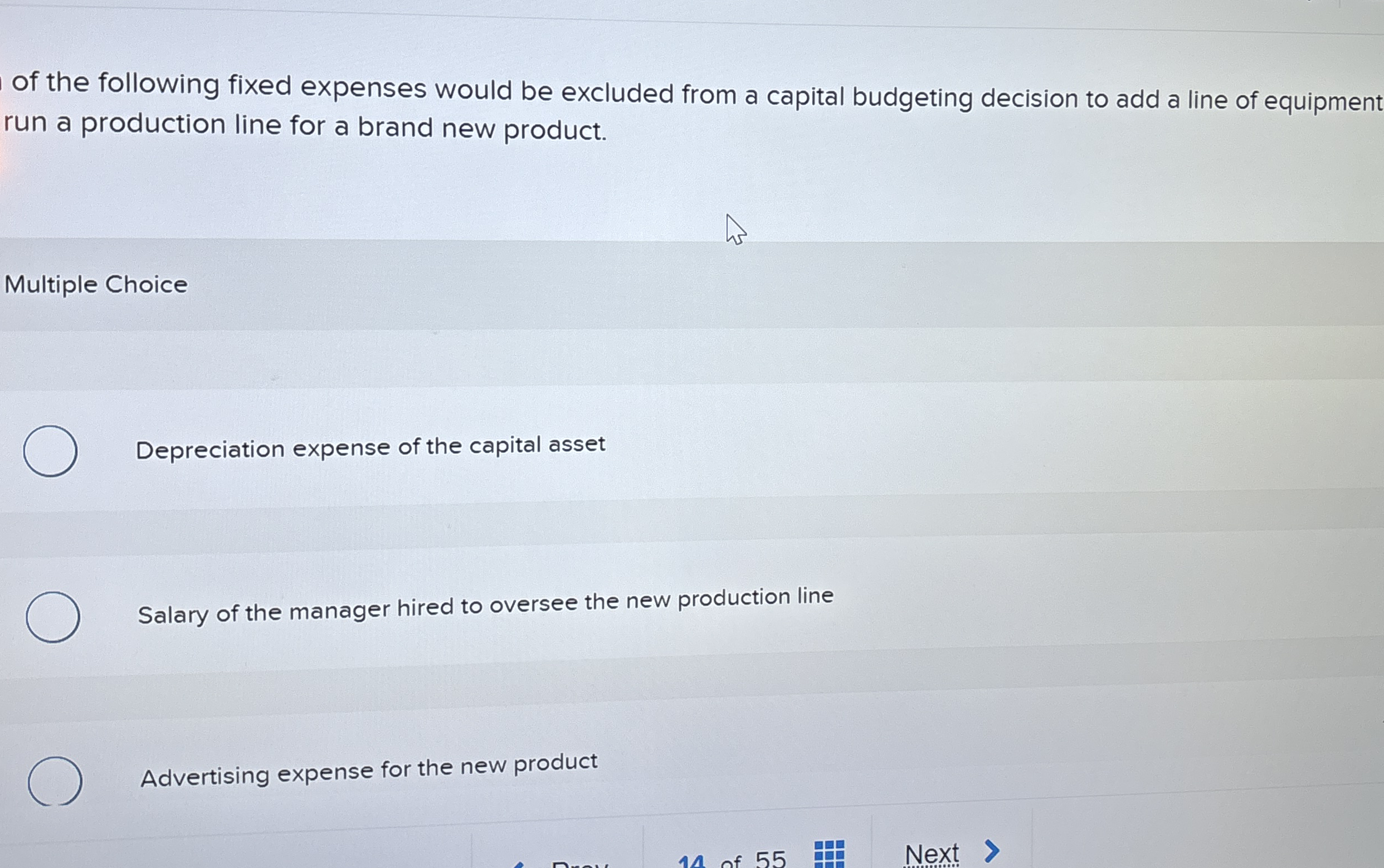 of the following fixed expenses would be excluded