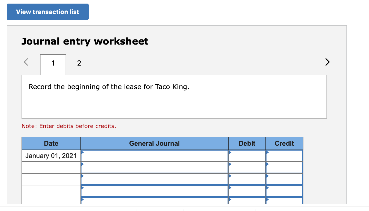 On January 1, 2021, Taco King leased retail space
