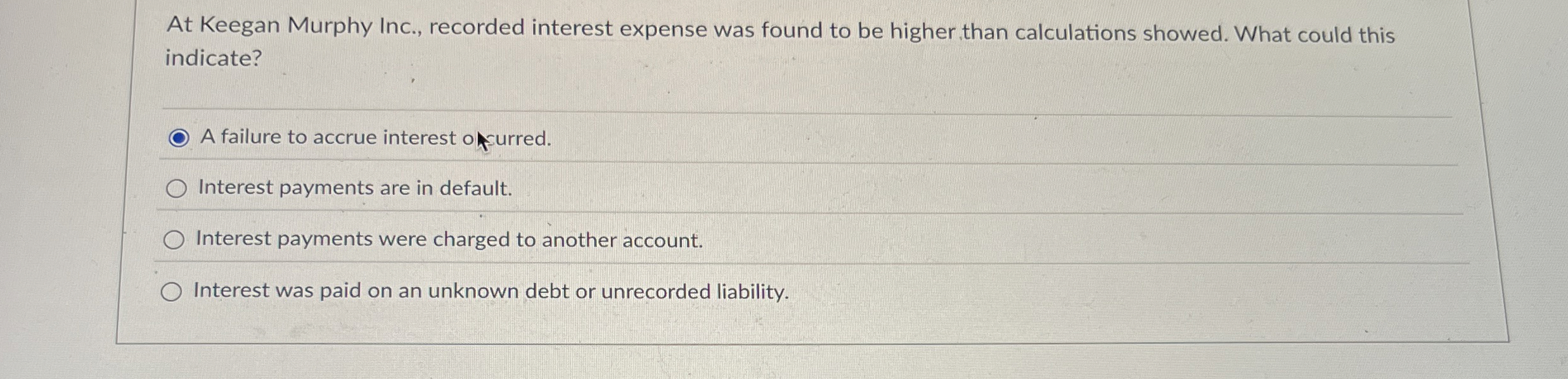 At Keegan Murphy Inc., recorded interest expense