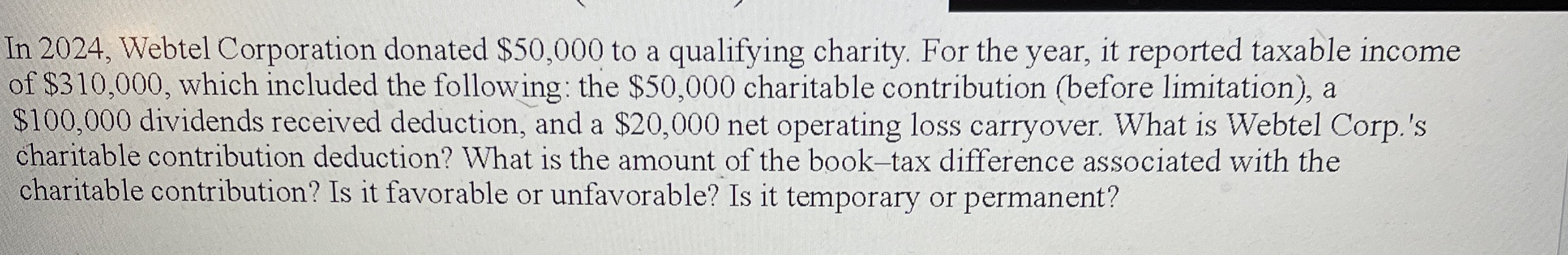 In 2 0 2 4 , Webtel Corporation donated $ 5 0 , 0