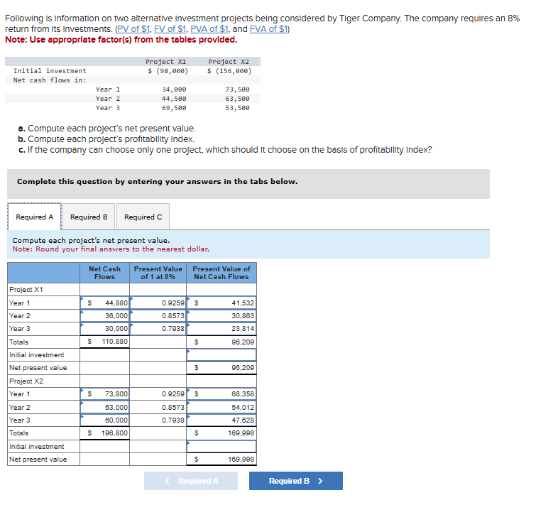 Following is information on two alternative