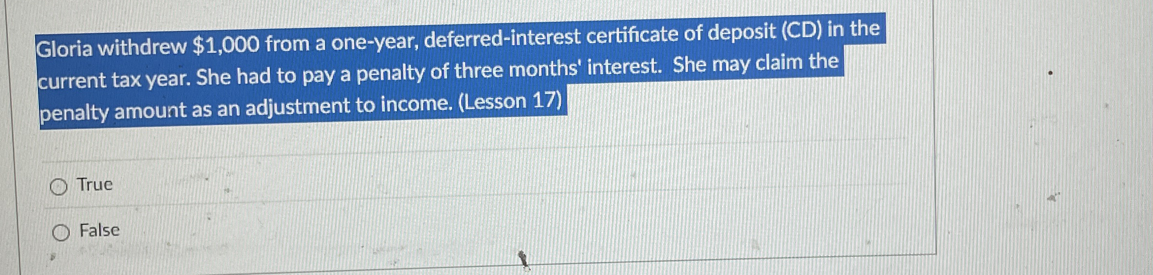 Gloria withdrew $ 1 , 0 0 0 from a one - year,