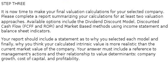 STEP THREE It is now time to make your final