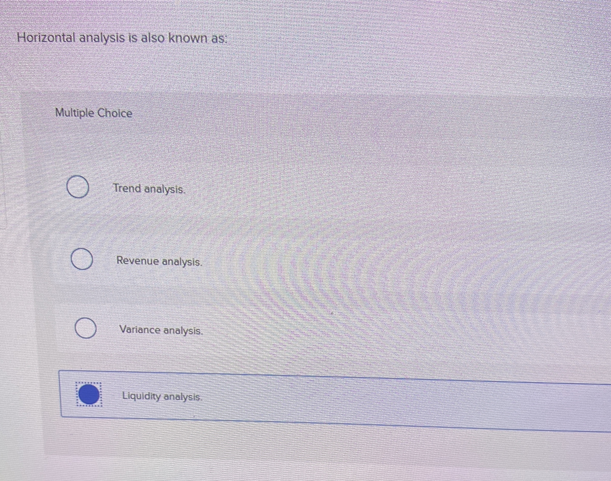 Horizontal analysis is also known as: Multiple