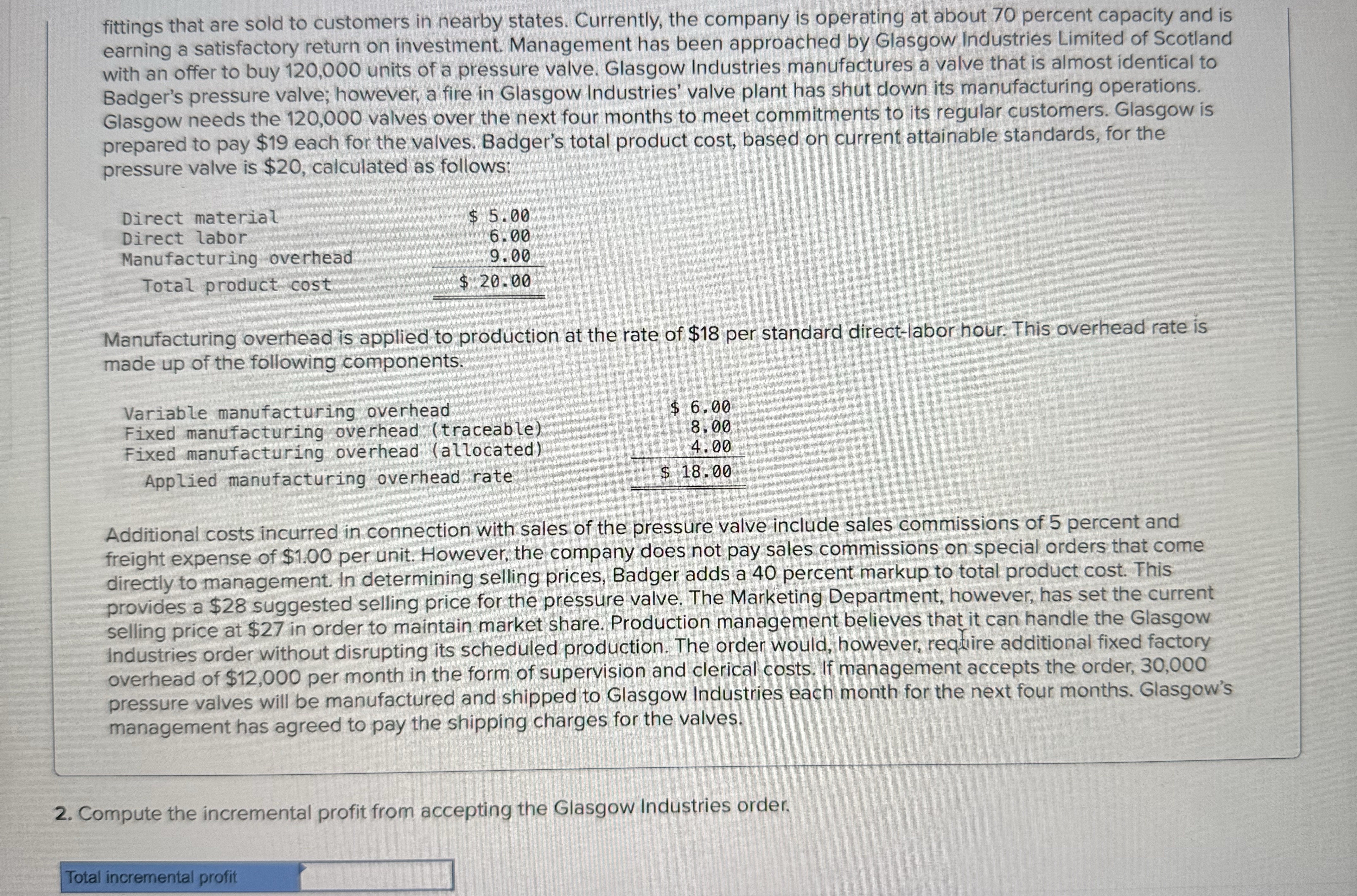 Caluclate total incremental profit