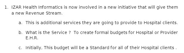 1. IZAR Health Informatics is now involved in a