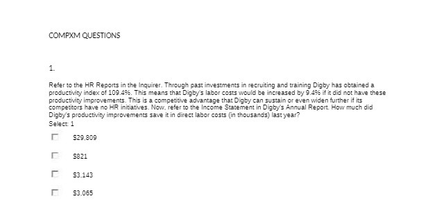 COMPXM QUESTIONS Refer to the HR Reports in the