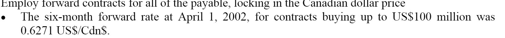 Employ forward contracts for all of the payable,