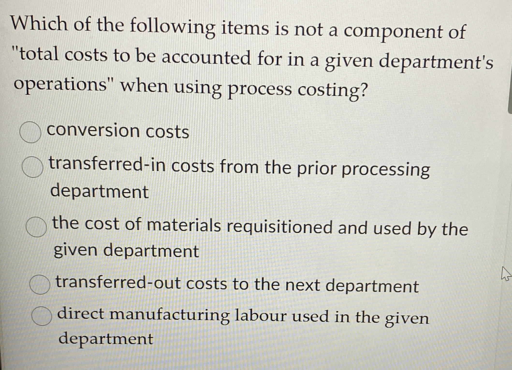 Which of the following items is not a component
