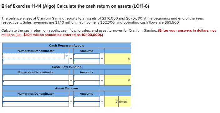 Brief Exercise 1 1 - 1 4 ( A l g o ) Calculate