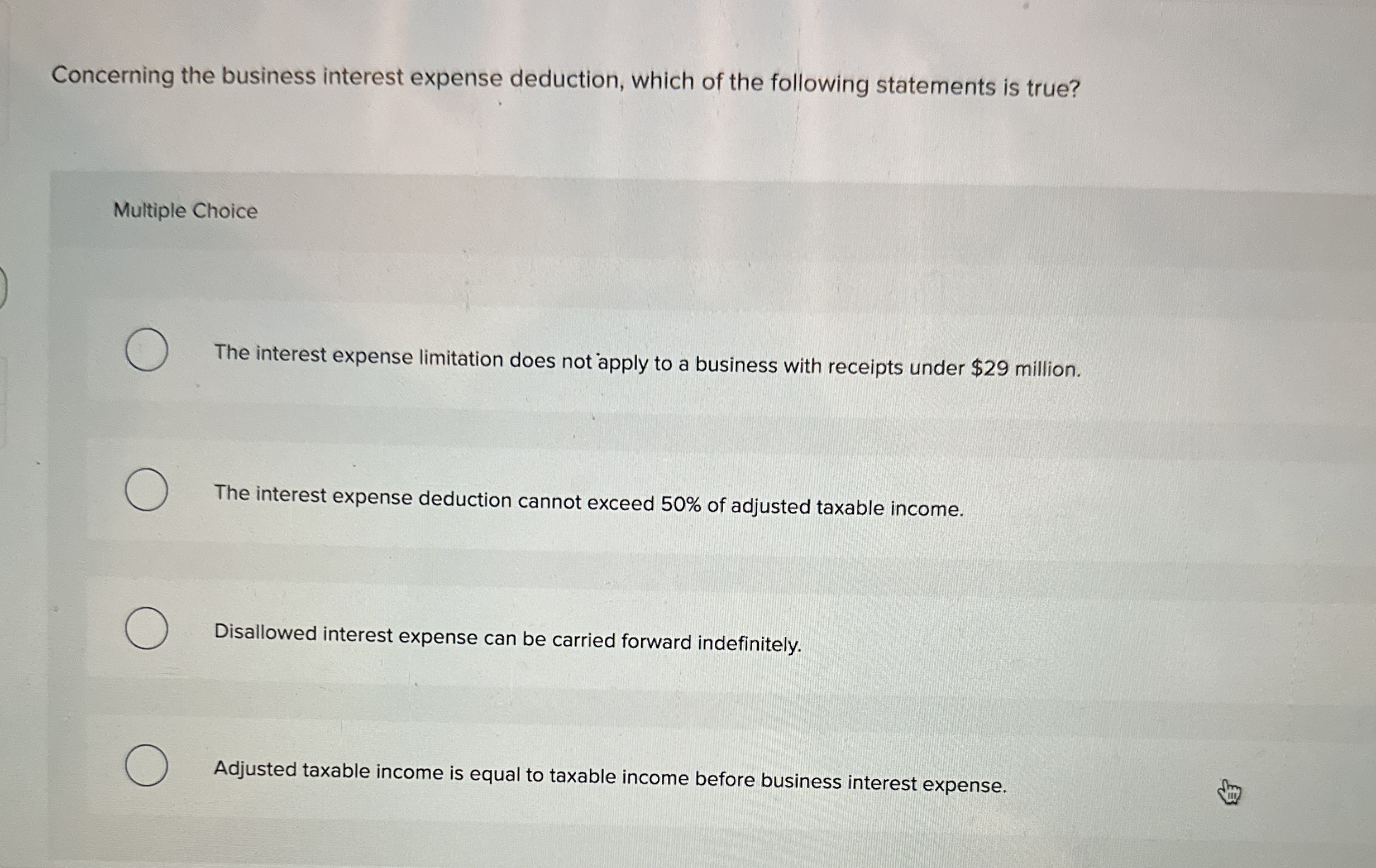 Concerning the business interest expense