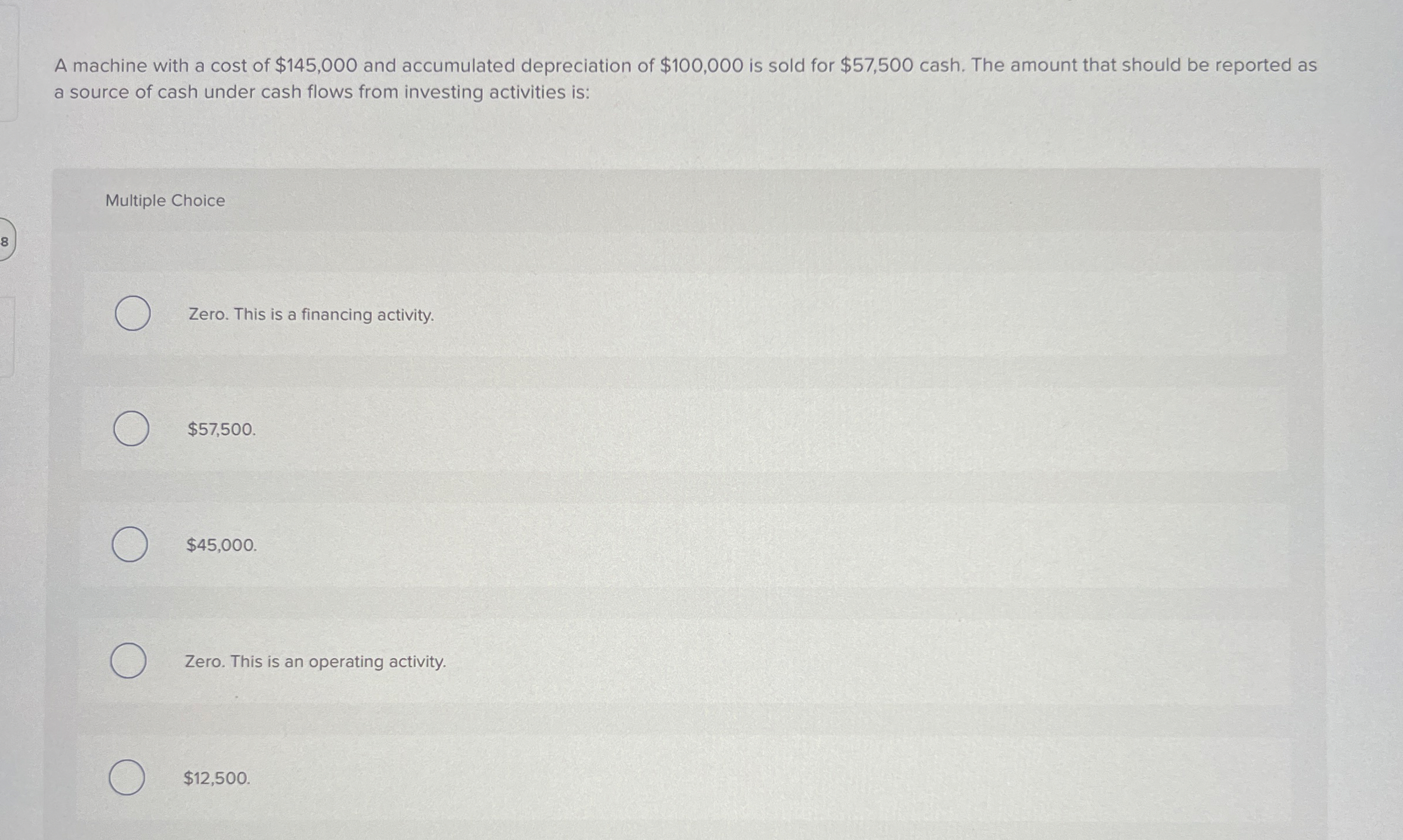 A machine with a cost of $ 1 4 5 , 0 0 0 and