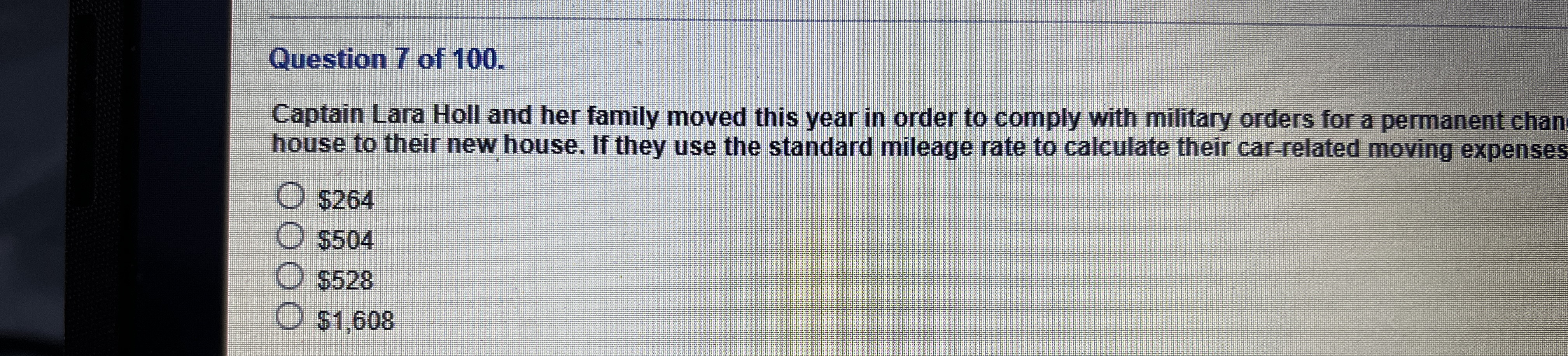 Question 7 of 1 0 0 . Captain Lara Holl and her