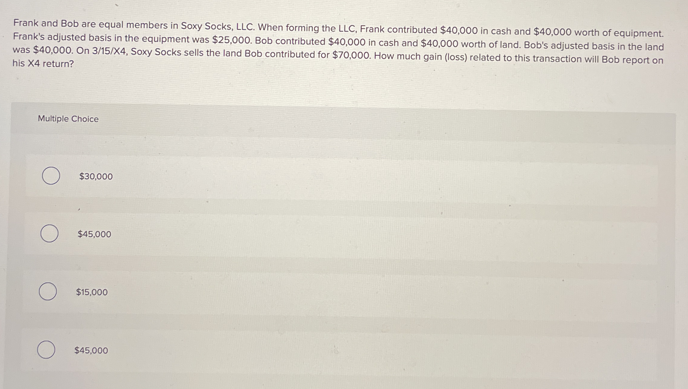 Frank and Bob are equal members in Soxy Socks,