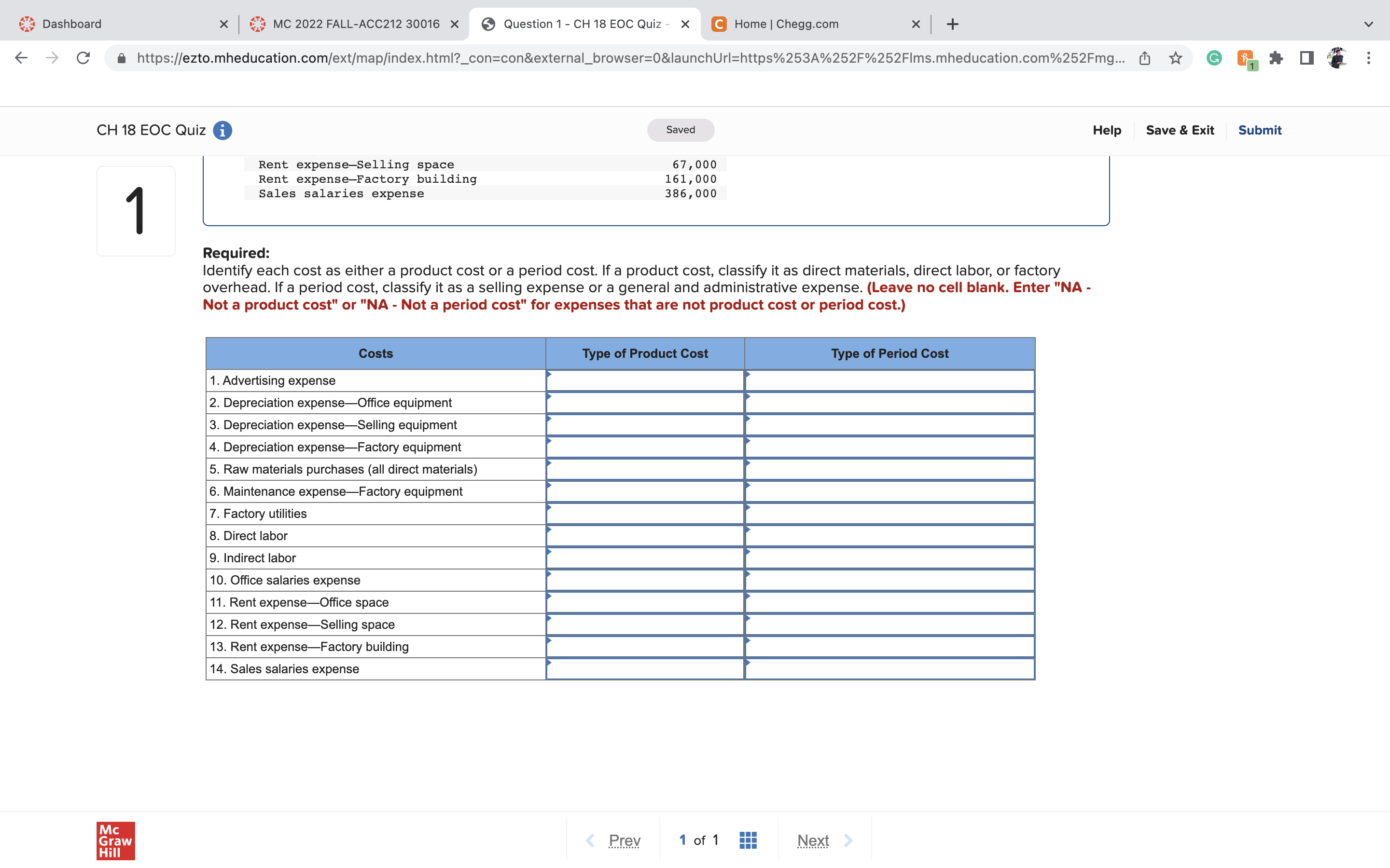 Dashboard x MC 2022 FALL-ACC212 30016 X Question