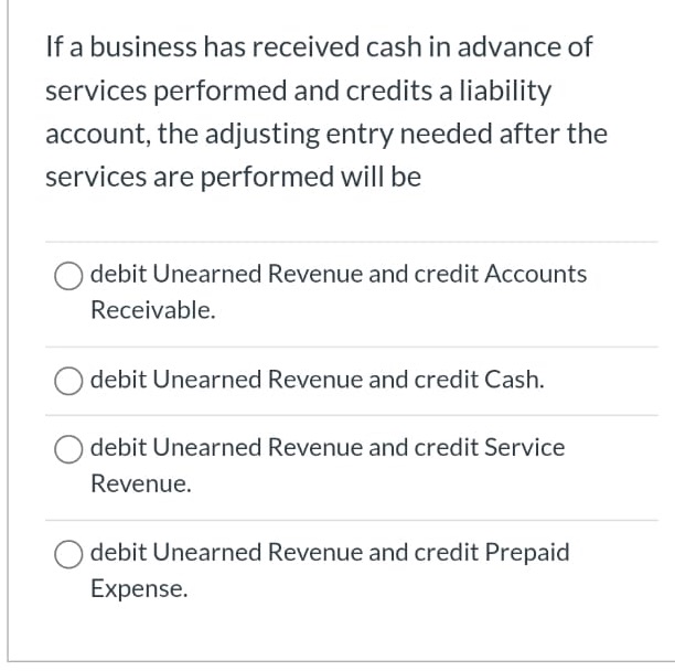 If a business has received cash in advance of