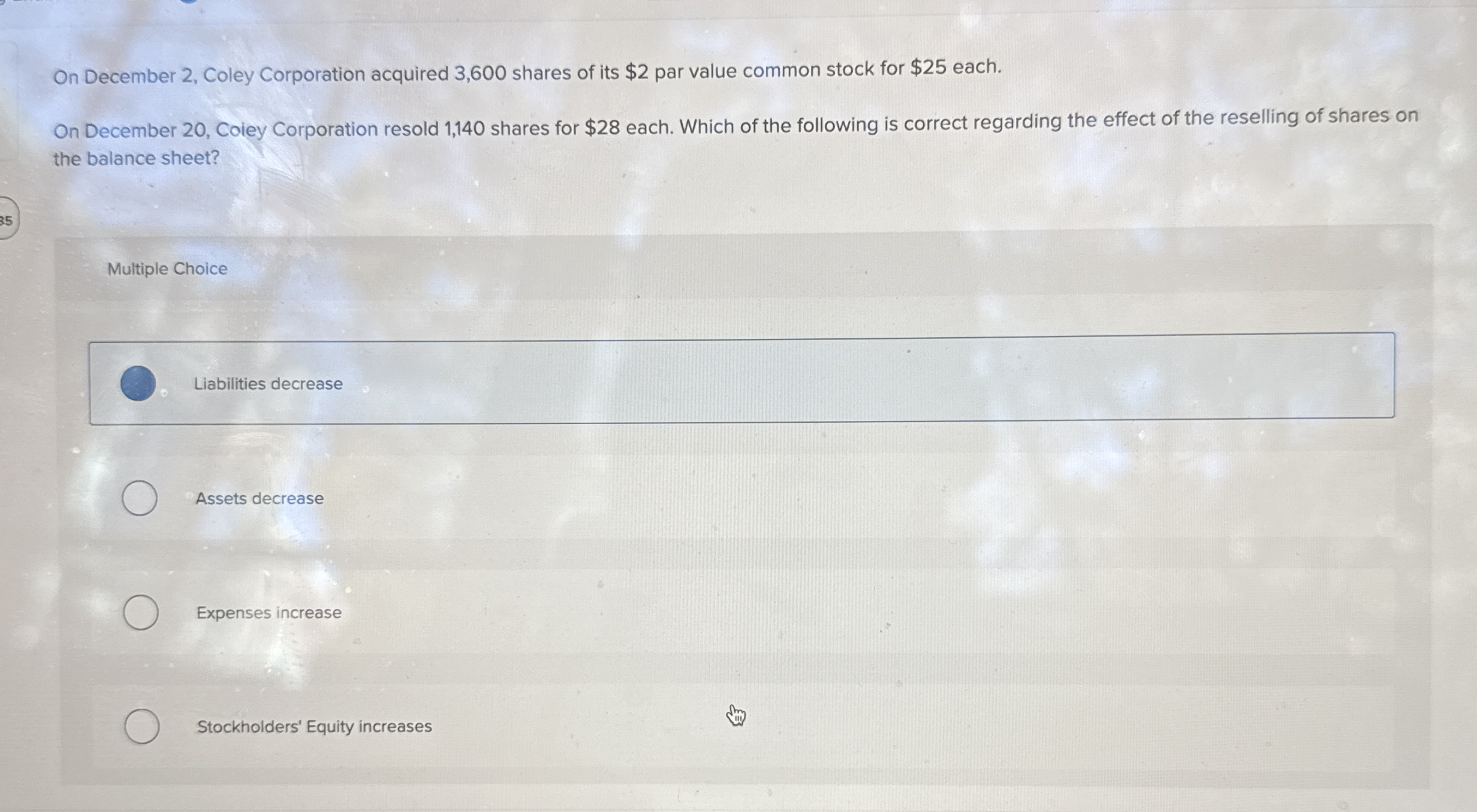 On December 2 , Coley Corporation acquired 3 , 6