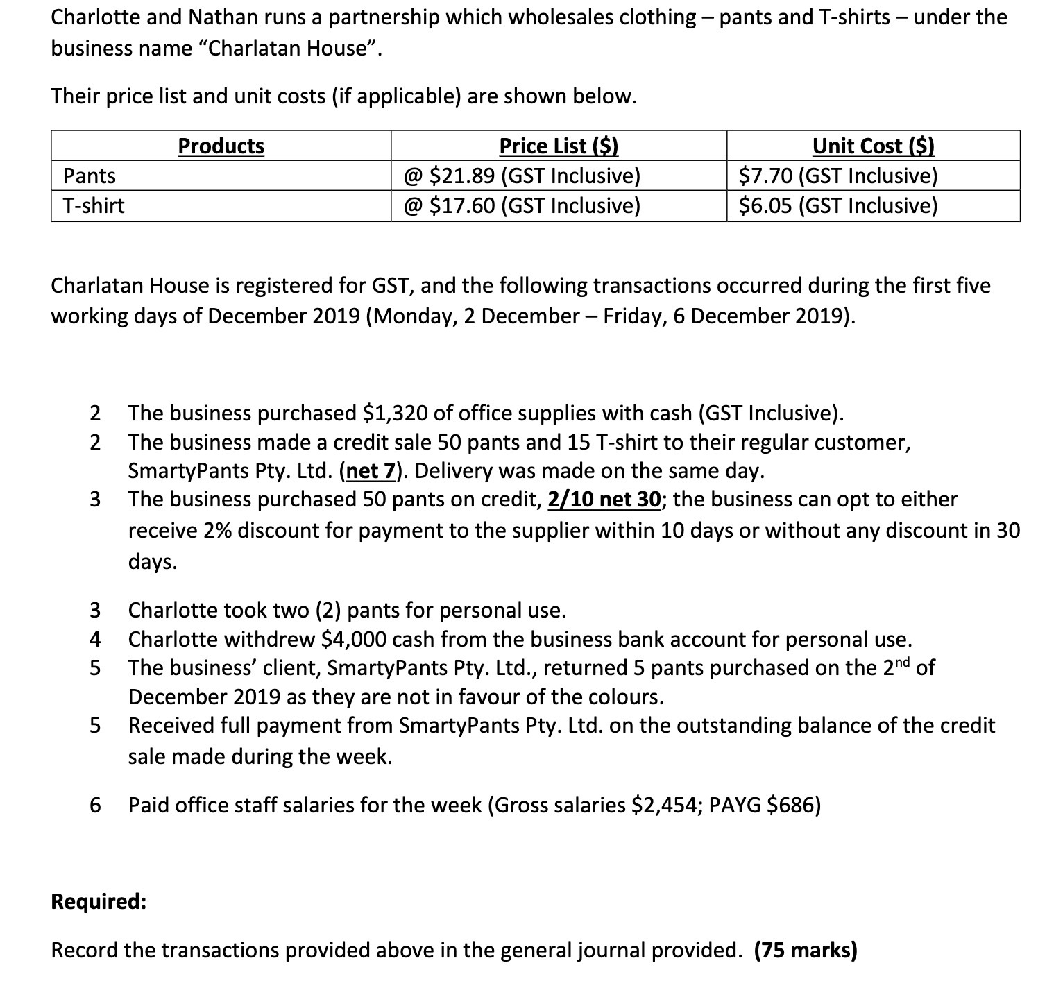 Charlotte and Nathan runs a partnership which