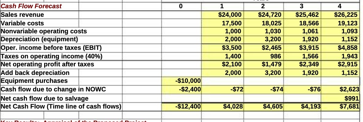 Cash Flow Forecast 0 1 2 3 4 Sales revenue