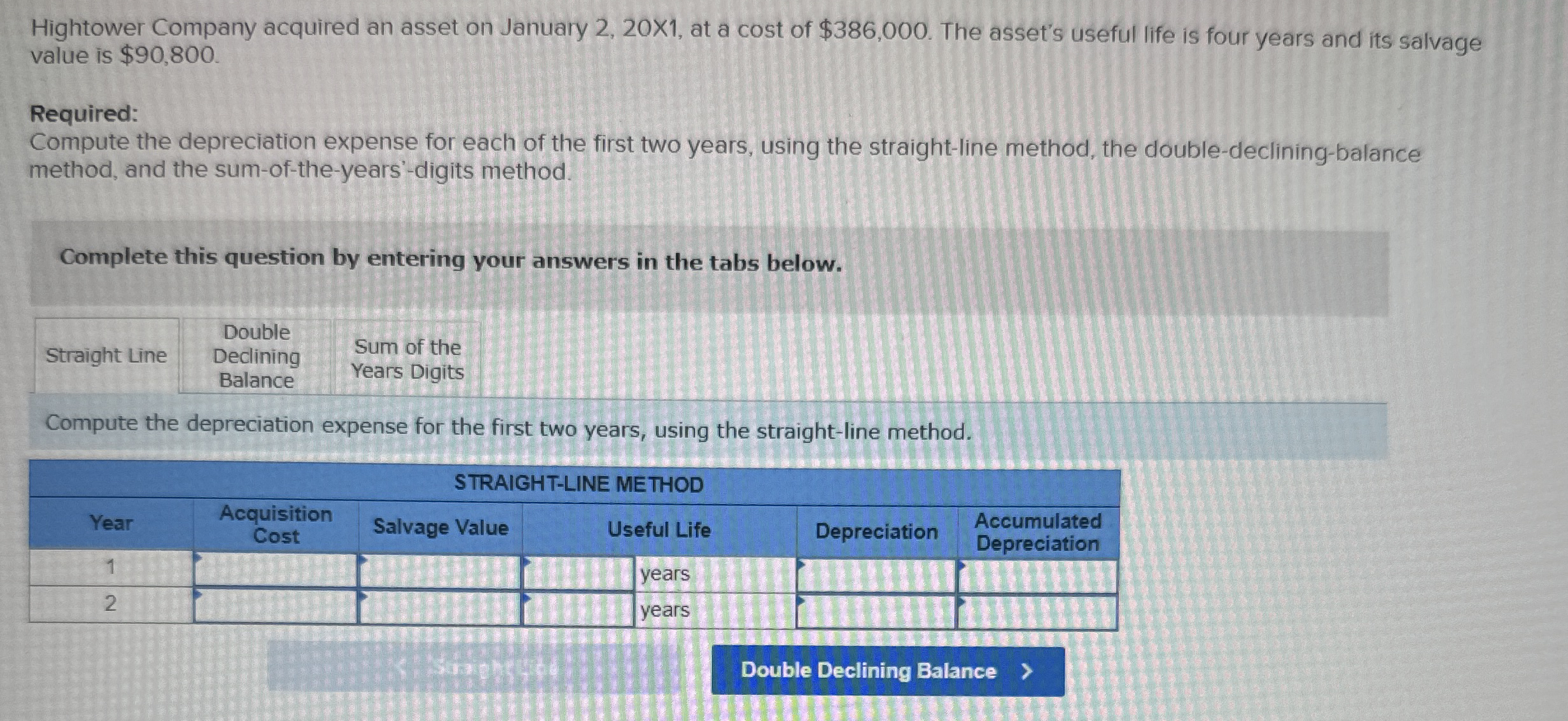 Hightower Company acquired an asset on January 2
