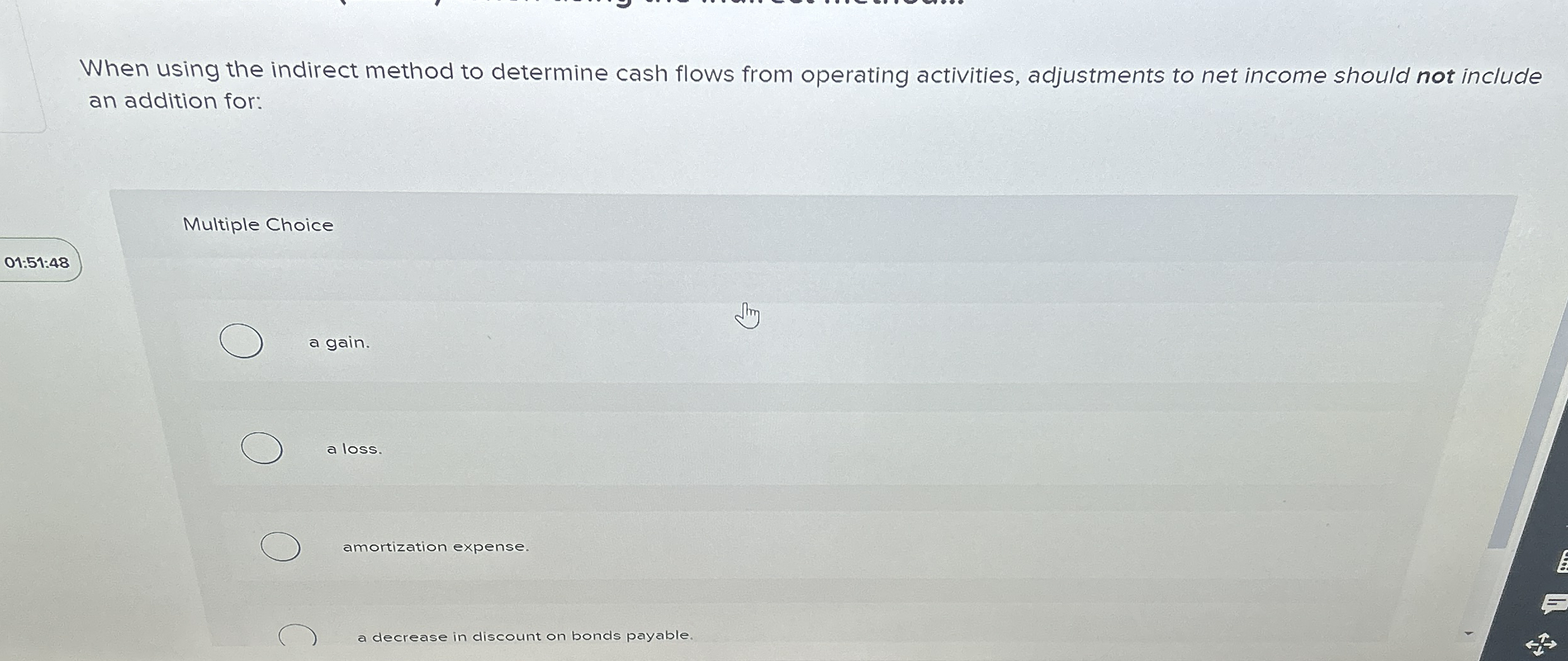 When using the indirect method to determine cash